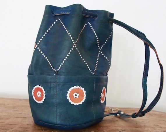 TIEDYE NAVAJO BAG - Vintage Mottled Leather - Leather Shoulder bag - Aztec Bucket Bag - Satchel - Bespoke Handbag - Moroccan Satchel Bag