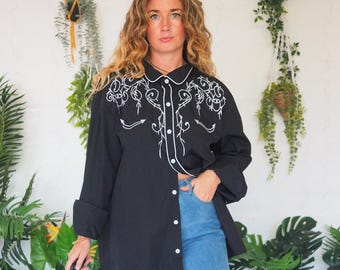 MENS COWBOY SHIRT - Western shirt - Lassoo - Unisex - Vintage Menswear - Button shirt - Cowboy jacket - Pearl snap - Rodeo