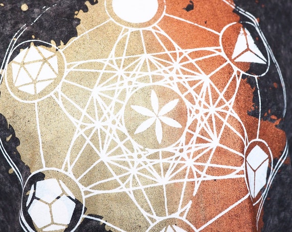METATRONS CUBE CROP - Sacred geometry Crop top - Limited Edition Screen Print - Vegan - 100% Cotton - Non Binary - Unisex Active Gym wear