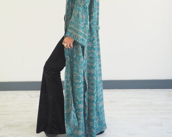 RUBY SPARROW KIMONO - Paisley print Kimono - Floor length Jacket - Cape - Kaftan - Vintage inspired Dressing Gown - Bohemian Wrap Dress