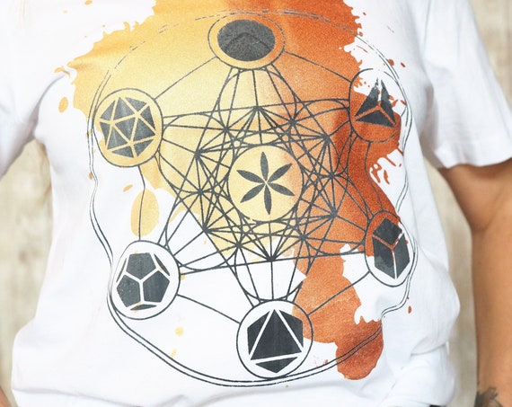 METATRONS CUBE TEE - Sacred GeometryT-shirt - Non Binary Top - Vegan - Unisex - Active Leisure Wear - Eco - Cotton - Yoga - Gym Clothes