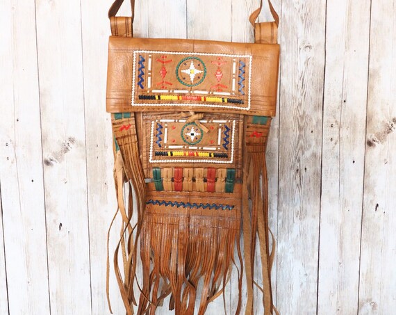 RARE VINTAGE PURSE - Small Vintage Handbag - Hand tooled - Satchel - Autumn - Luxury Leather bag - Navajo - Moroccan - Indian - Antique