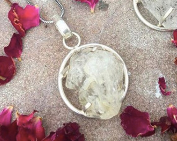 RAW QUARTZ NECKLACE - Silver Plated - Natural Crystal - Raw Crystal Necklace - Spiritual - Reiki - Gemstone - Organic Necklace - Gift