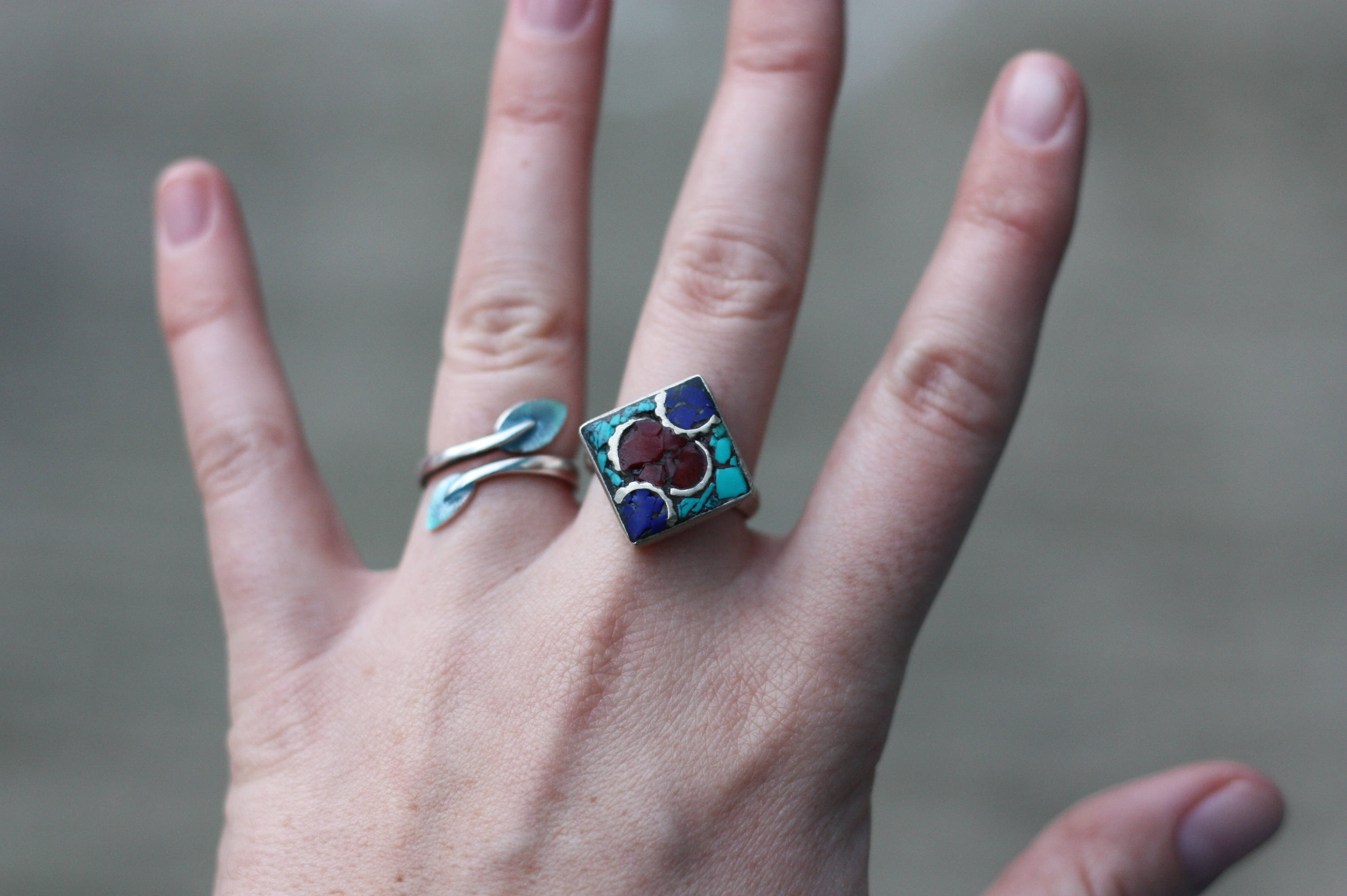 SQUARE MOSAIC RING Adjustable Handmade Bespoke Gemstone Ring