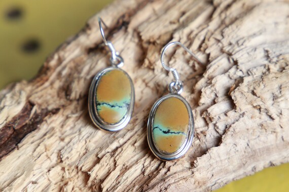 EARTHY TURQUOISE EARRINGS - Rare 925 Silver Earrings - Gemstone - Navajo - Handmade - Natural Crystal - Vintage - December Birthstone