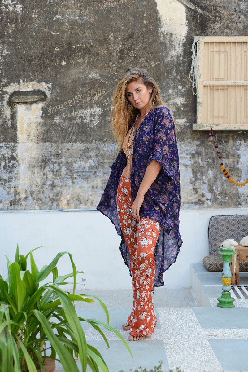 Purple floral kimono clearance cardigan