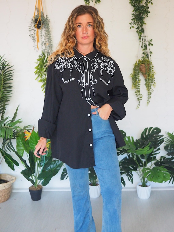 MENS COWBOY SHIRT - Western shirt - Lassoo - Unisex - Vintage Menswear - Button shirt - Cowboy jacket - Pearl snap - Rodeo