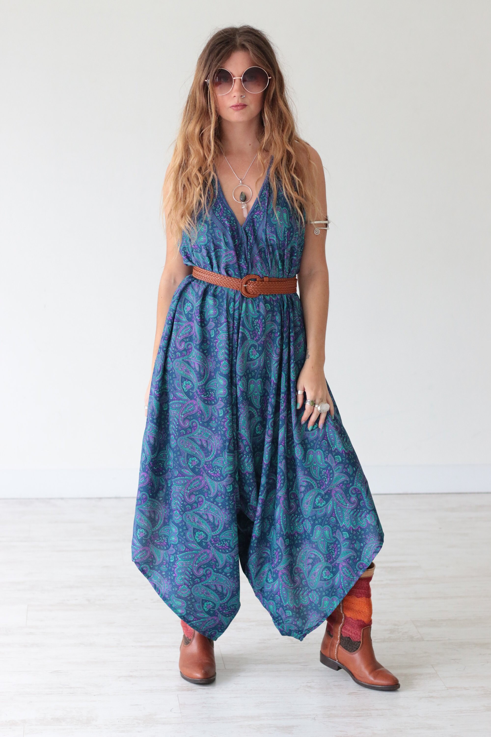 PAISLEY BLUE JUMPSUIT - Playsuit - Vintage Silk - Summer Wedding ...