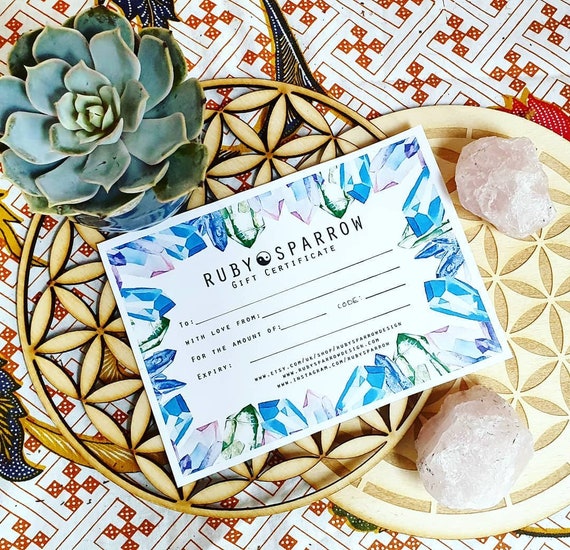 RUBYSPARROW GIFT CERTIFICATE - Crystal Gift - Gift Voucher - Mail Voucher - Bohemian Gift - Crystal Box - Chakra Box - Bohemian Gift voucher