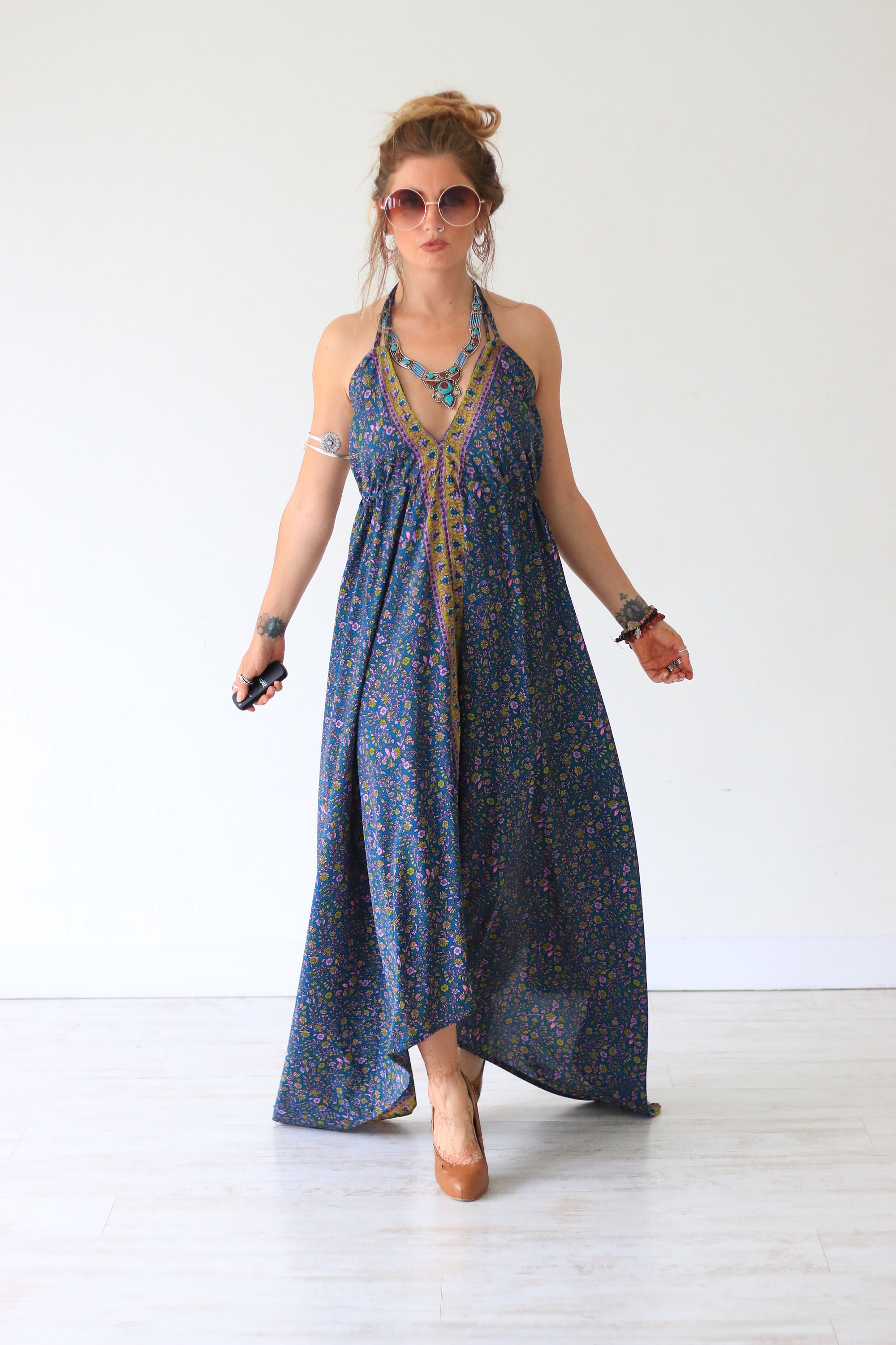 INDIAN LUXE DRESS - Backless Summer dress - Vintage Style - Indian Silk ...