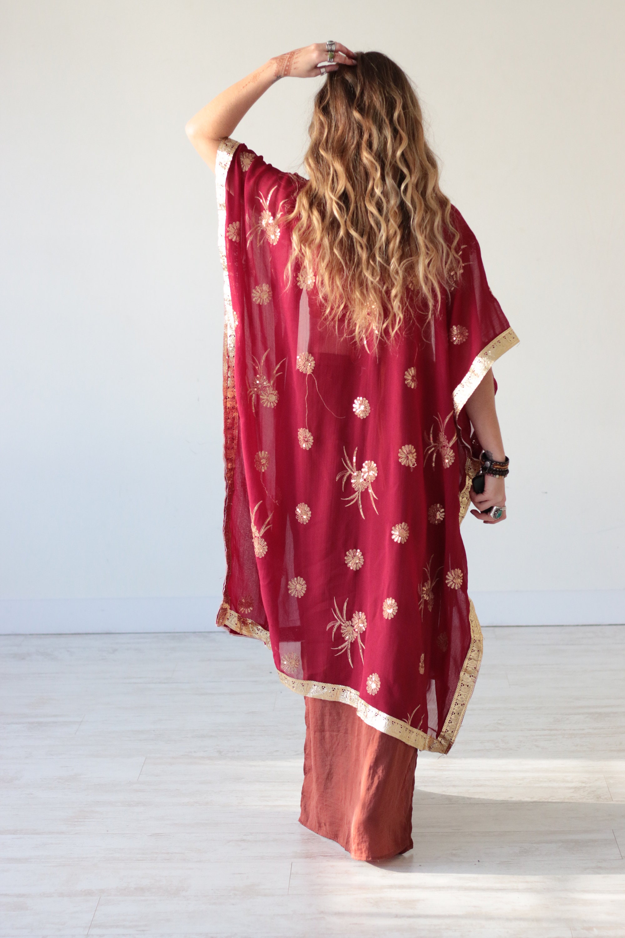 INDIAN SEQUIN KIMONO Embellished Vintage kaftan Festival
