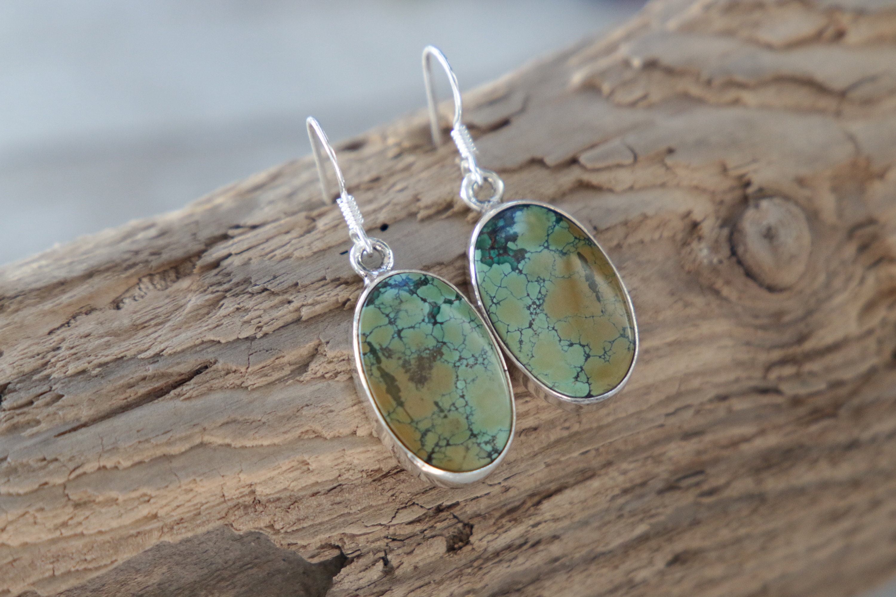 NATURAL TURQUOISE EARRINGS - Rare Natural Turquoise - 925 Sterling ...