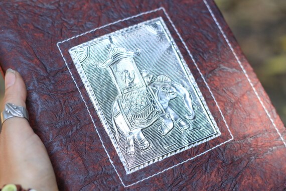 ELEPHANT JOURNAL- Embossed Journal - Vegan - Notebook - Silver Journal - Sketchbook - Photo book - Dream Journal - Travel - Scrapbook