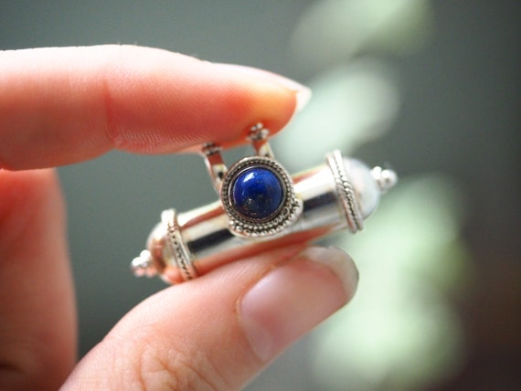 LAPIS LAZULI LOCKET - Mantra Prayer Necklace - Solid Sterling Silver - Buddhist - Healing Crystal - Ashes box - Chakra Crystal pillbox gift