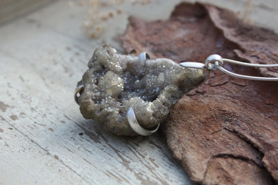 CRYSTAL CAVE NECKLACE- Sterling Silver- Amethyst Druzy- Bespoke Crystal Necklace- Healing Crystal- Silver Jewellery- Birth Stone- Vintage