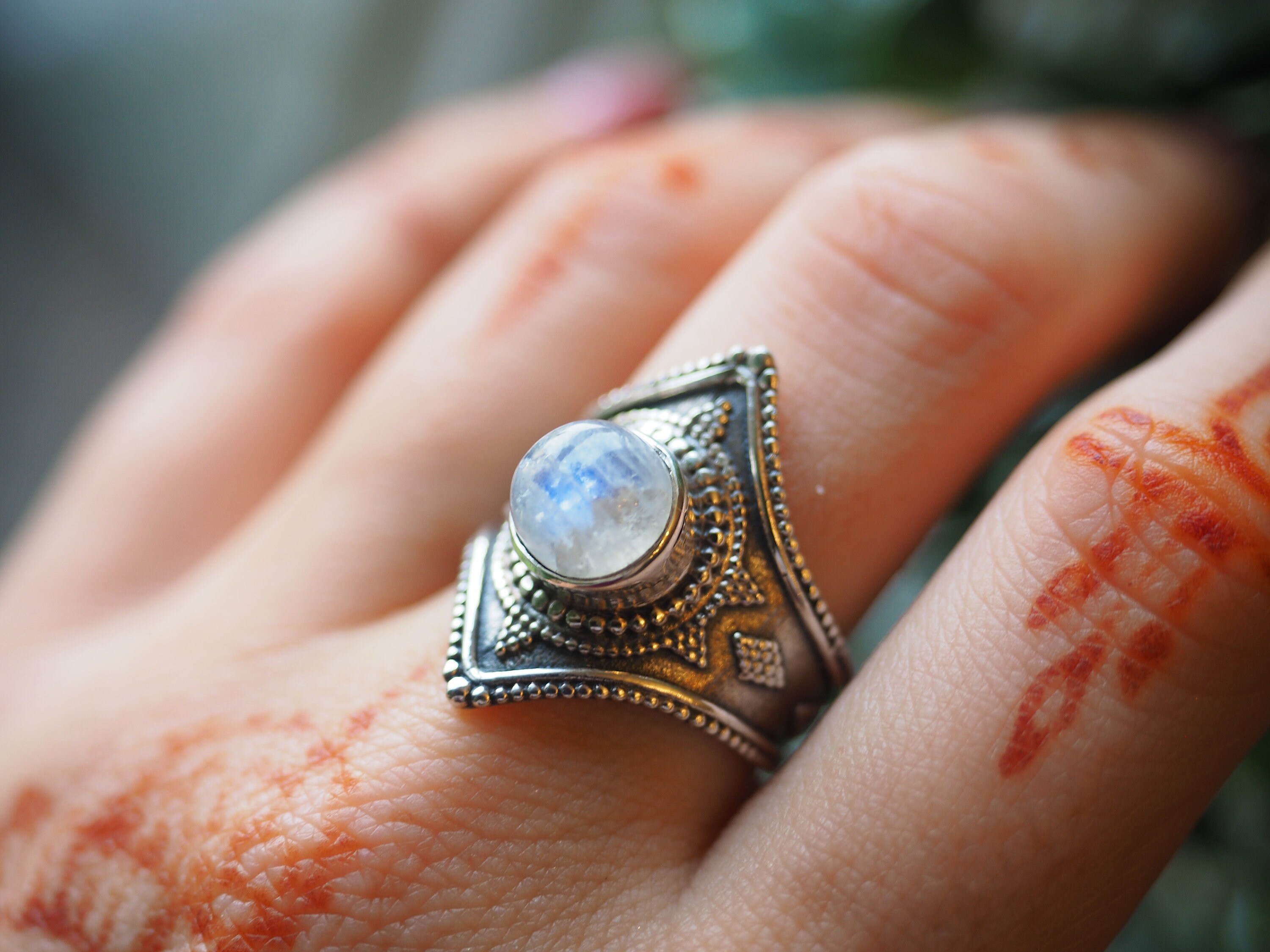 Adjustable Moonstone Ring Crescent Moon Ring Sterling Silver Boho Ring –  LunarGem