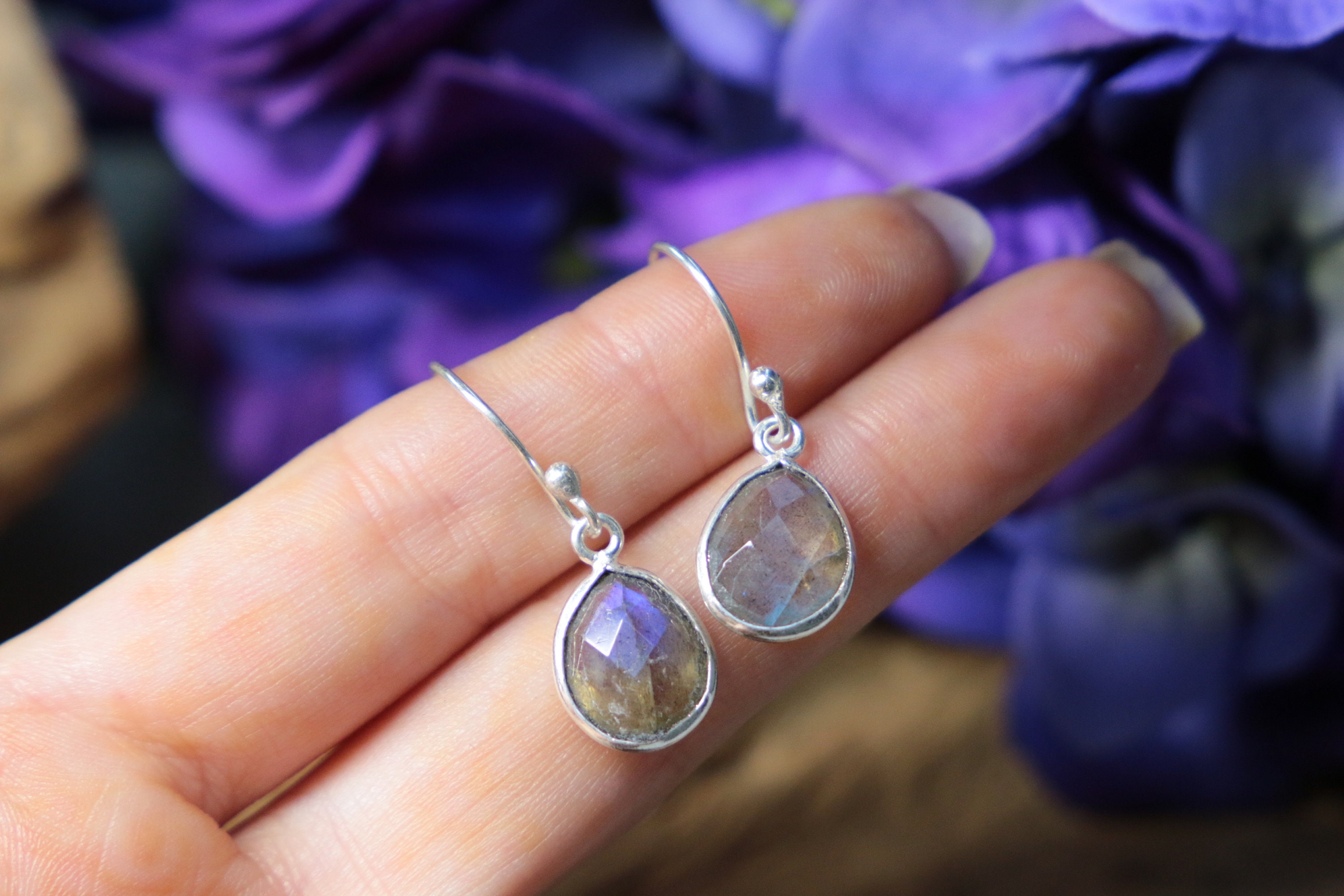Labradorite stone earrings Clearance