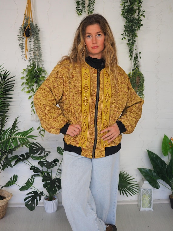 SILK FLEECE JACKET - Paisley Bomber Coat - Thermal - Recycled fabric - Unisex Clothing - Thick Cotton - Winter Hoodie - Men's