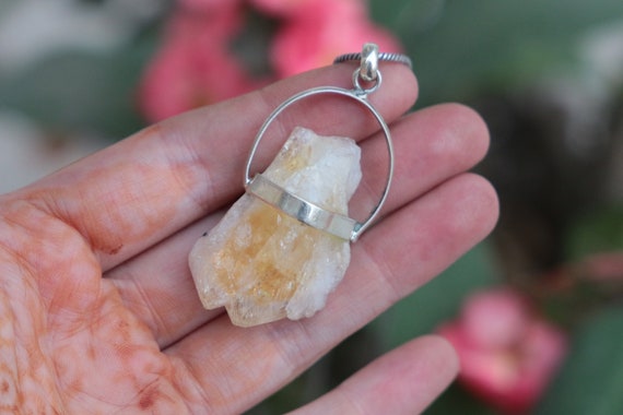 CHUNKY CITRINE NECKLACE - Sterling Silver Necklace - Raw Crystal - Bespoke - Healing - Gemstone - Birthstone Jewellery - Reiki - Chakra