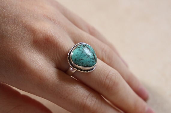NAVAJO TURQUOISE RING - One size - Sterling silver ring - Crystal ring - Semi precious - Turquoise jewellery - Statement - Valentines gift