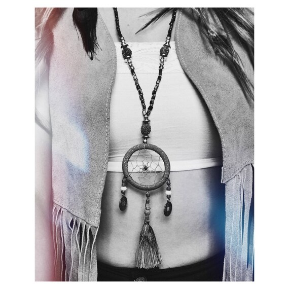 PURPLE DREAMCATCHER NECKLACE - Statement Necklace - Dreamcatcher - Bohemian - Boho chic - Festival necklace - Vintage Necklace - Navajo