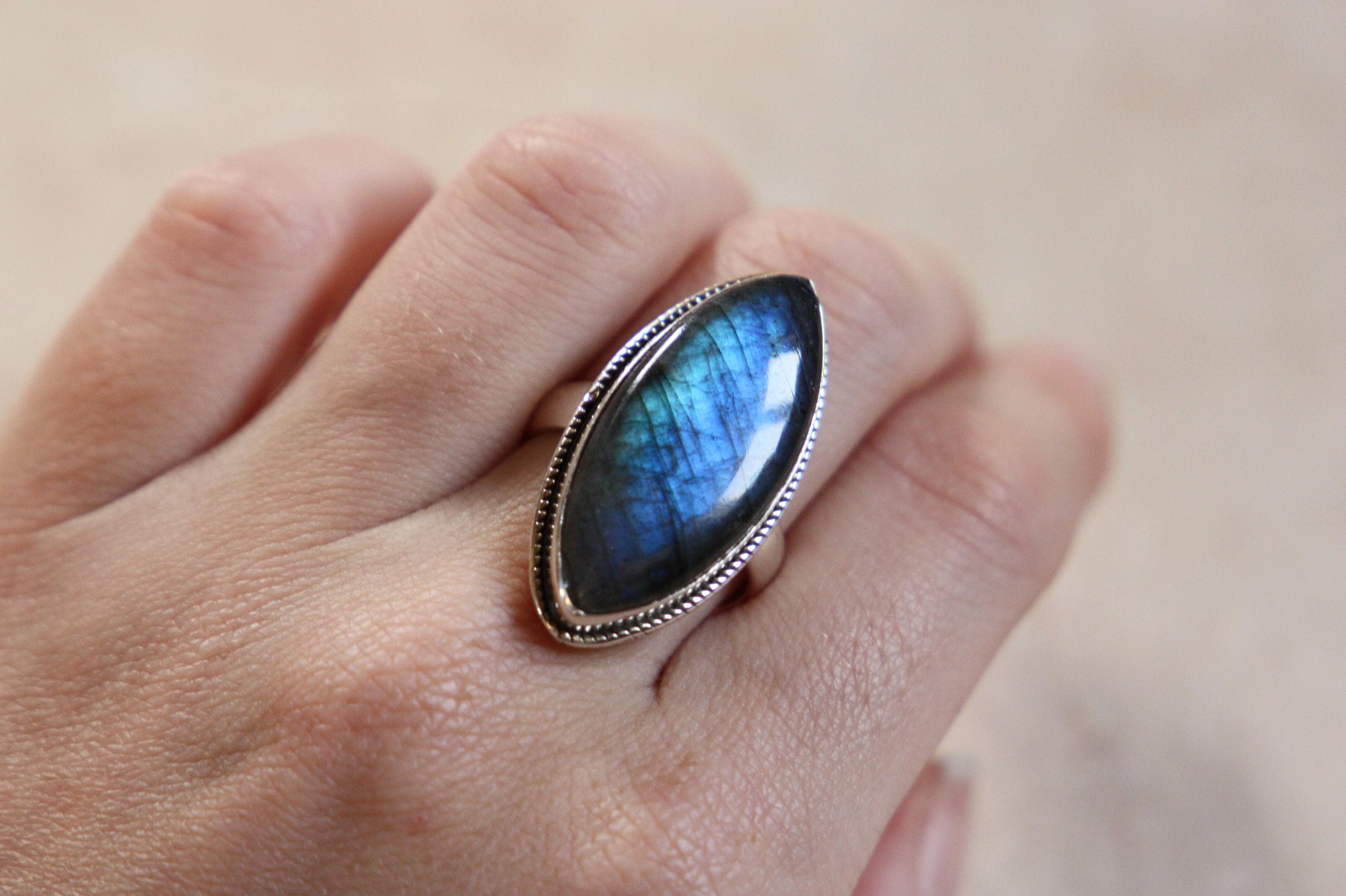Labradorite Ring Size Us 8 3/4 In Sterling Silver Crystal Ring Boho Rings  Unique Gift For Her Ethnic Ring Gypsyjewelry