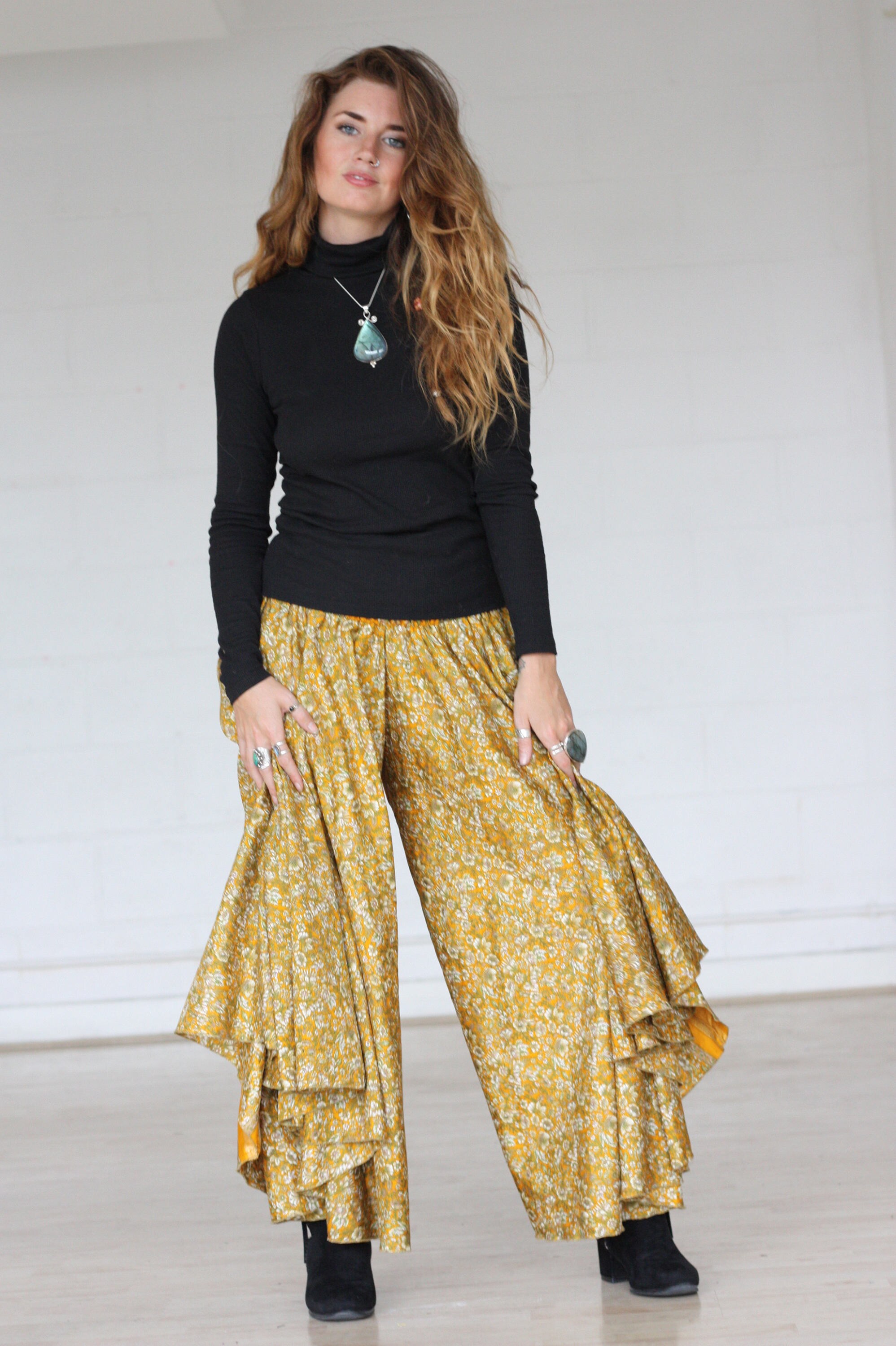 SUNSHINE MAXI FLARES - Limited Edition Silk Flares - Handmade