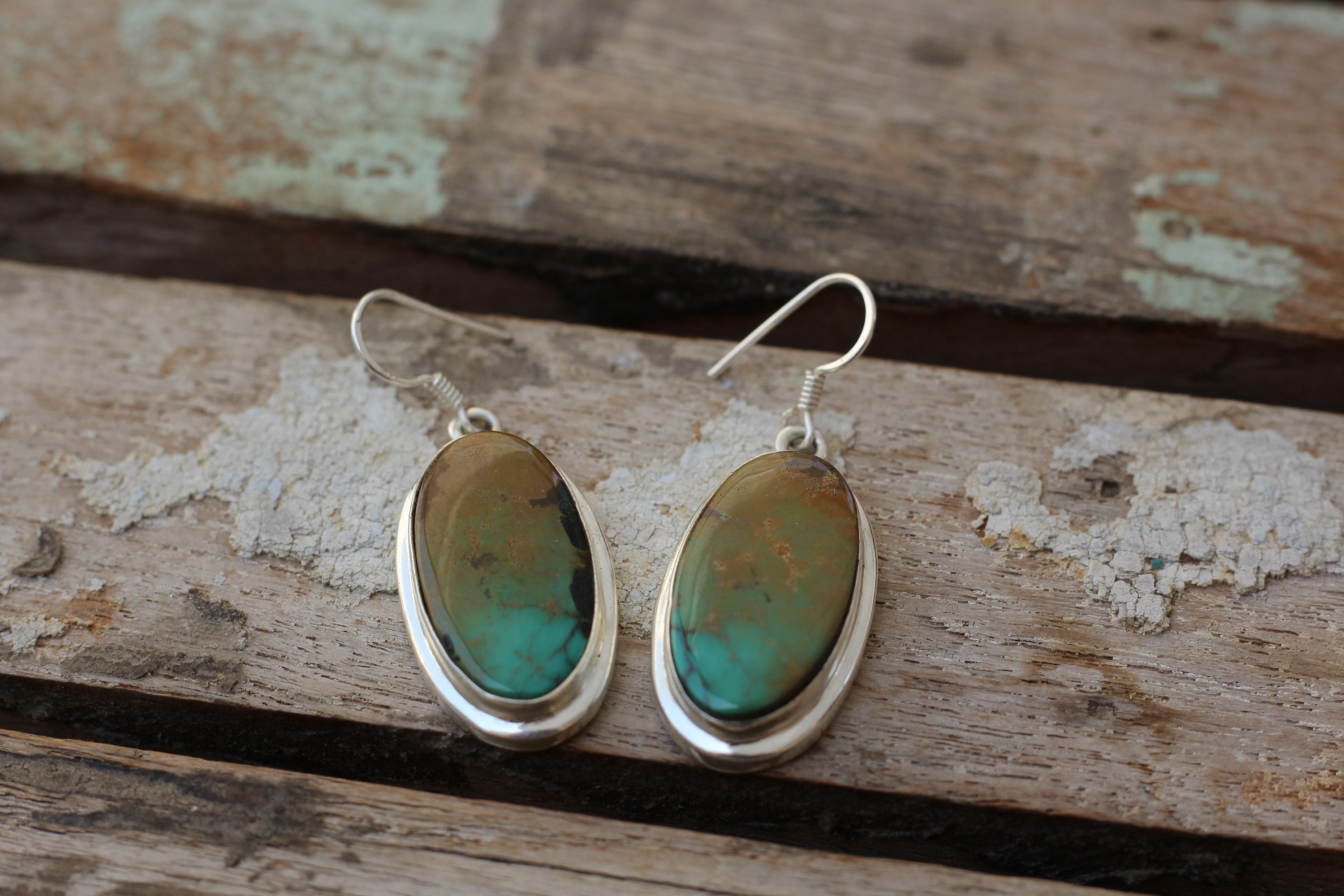 NATURAL TURQUOISE EARRINGS - 925 Sterling Silver Earrings - Gemstone ...