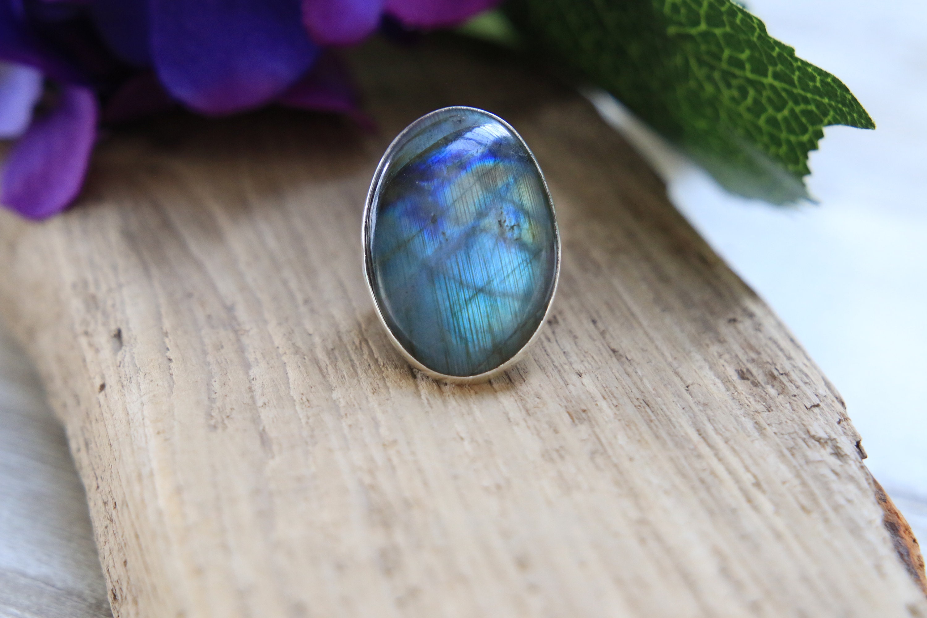 XL LABRADORITE RING - Sterling Silver statement ring - Healing Crystal