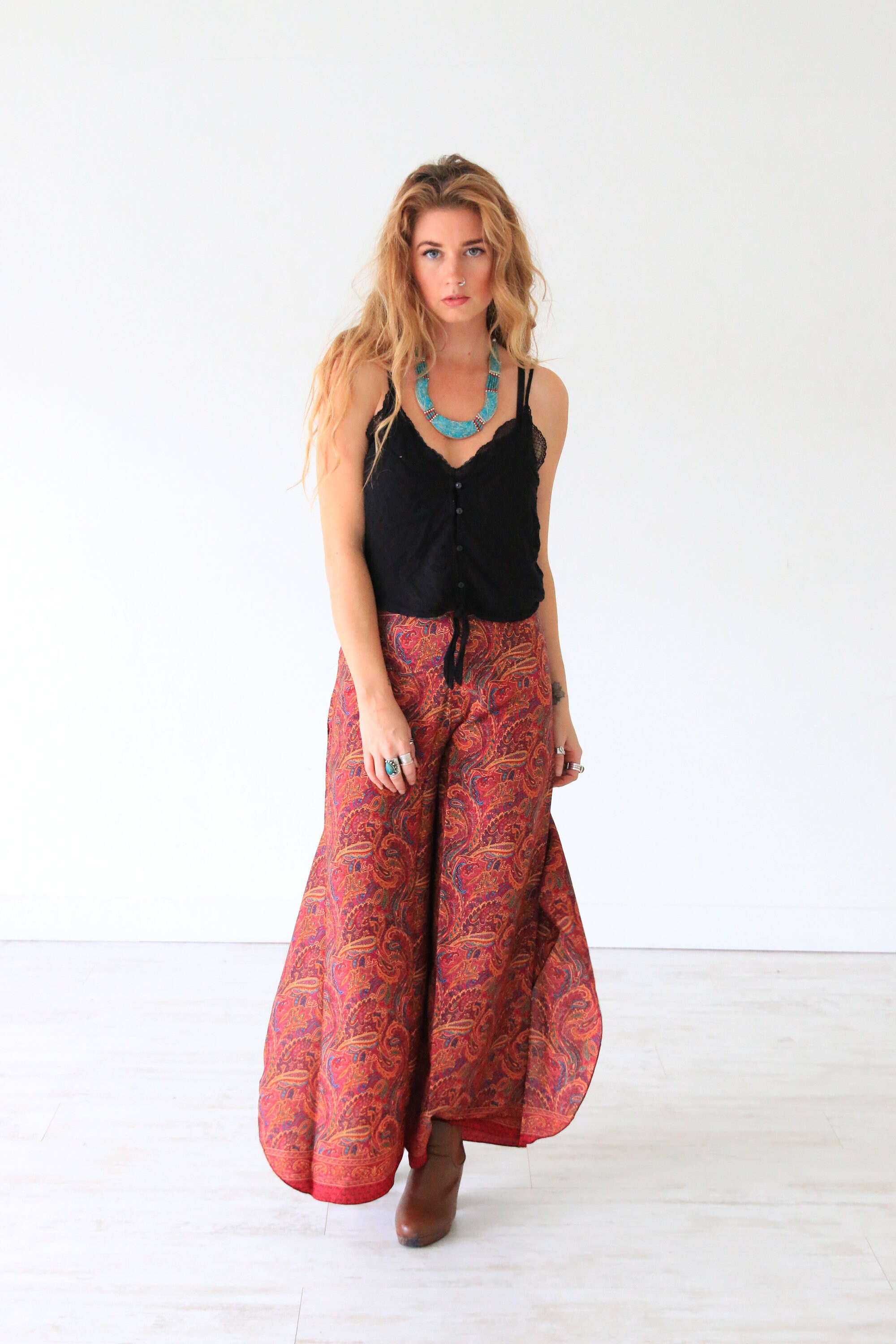 RUBY MAXI FLARES - Limited Edition - Silk Flares - Vintage Silk fabric ...