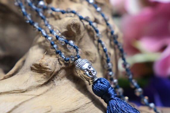 BLUE BUDDHA NECKLACE - Costume jewellery - Spiritual - Tassel - Handmade necklace - Faceted necklace - Teenage Gift - Healing - Buddhist