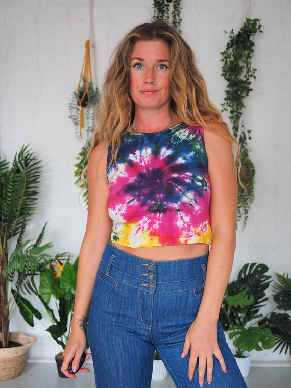 TIE DYE CROP - 100% Cotton - Non Binary - Unisex - Active leisure wear - Hippie - Festival - Summer tank top