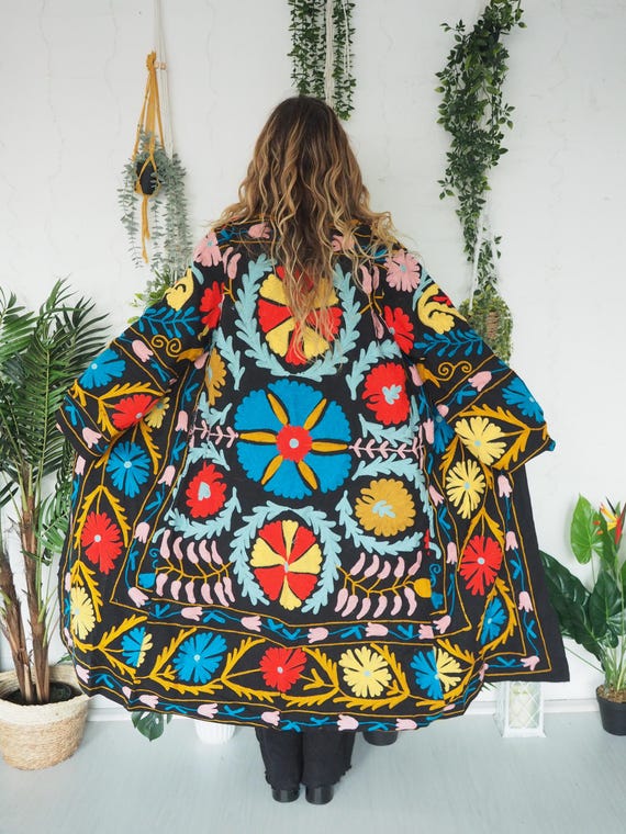 REVERSIBLE WINTER JACKET -  Unisex - Vintage - 70's 60's Hippie - Mens - Festival - Long Summer Jacket - Bohemian Tapestry Coat - Large