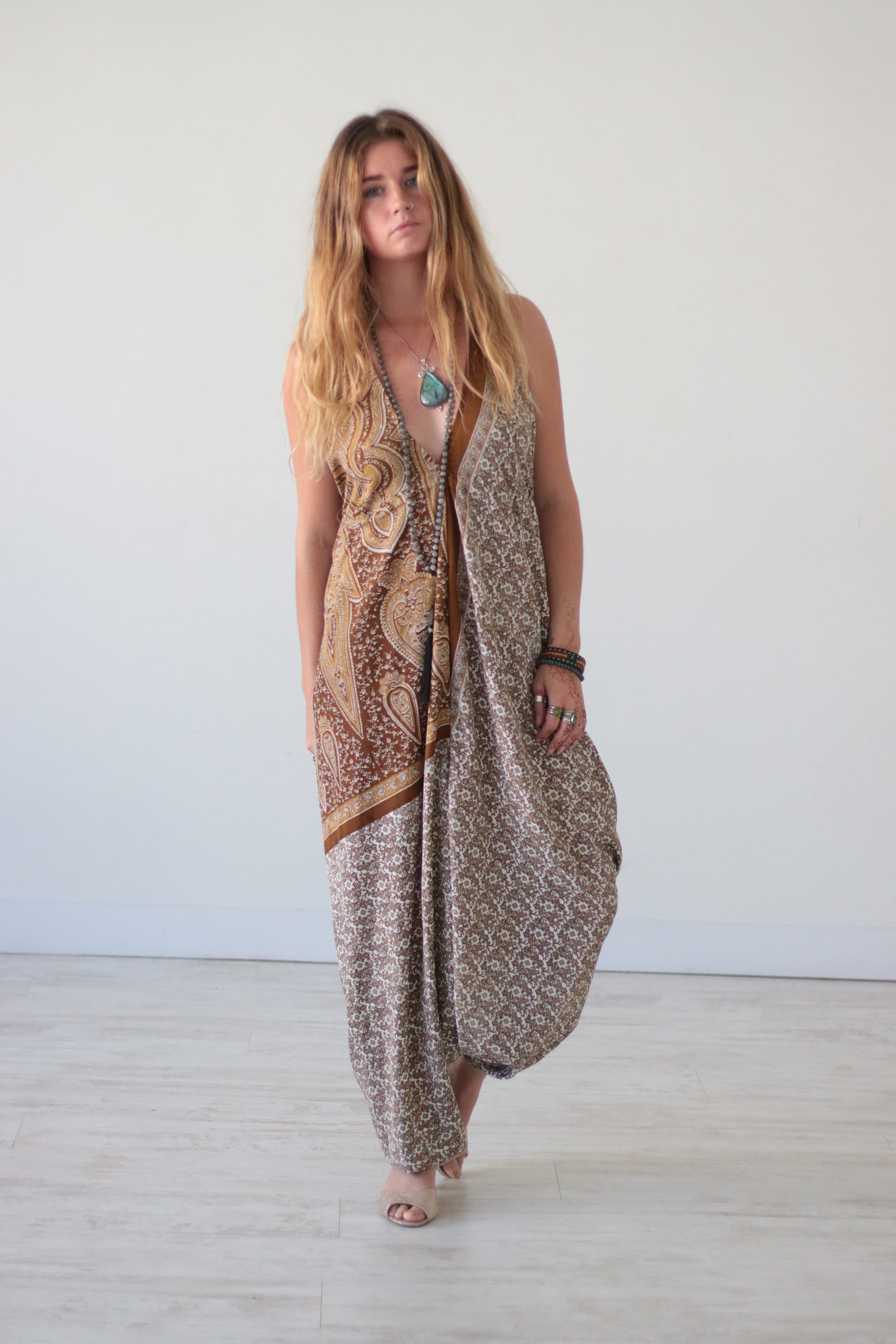 FLORAL PAISLEY JUMPSUIT Christening Summer Dress Vintage Style