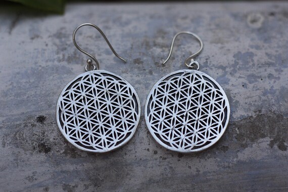 MANDALA EARRINGS - Indian earrings - Ethnic jewelry - Tribal jewelry - Antique bronze - Sacred Geometry - Boho - Flower of life