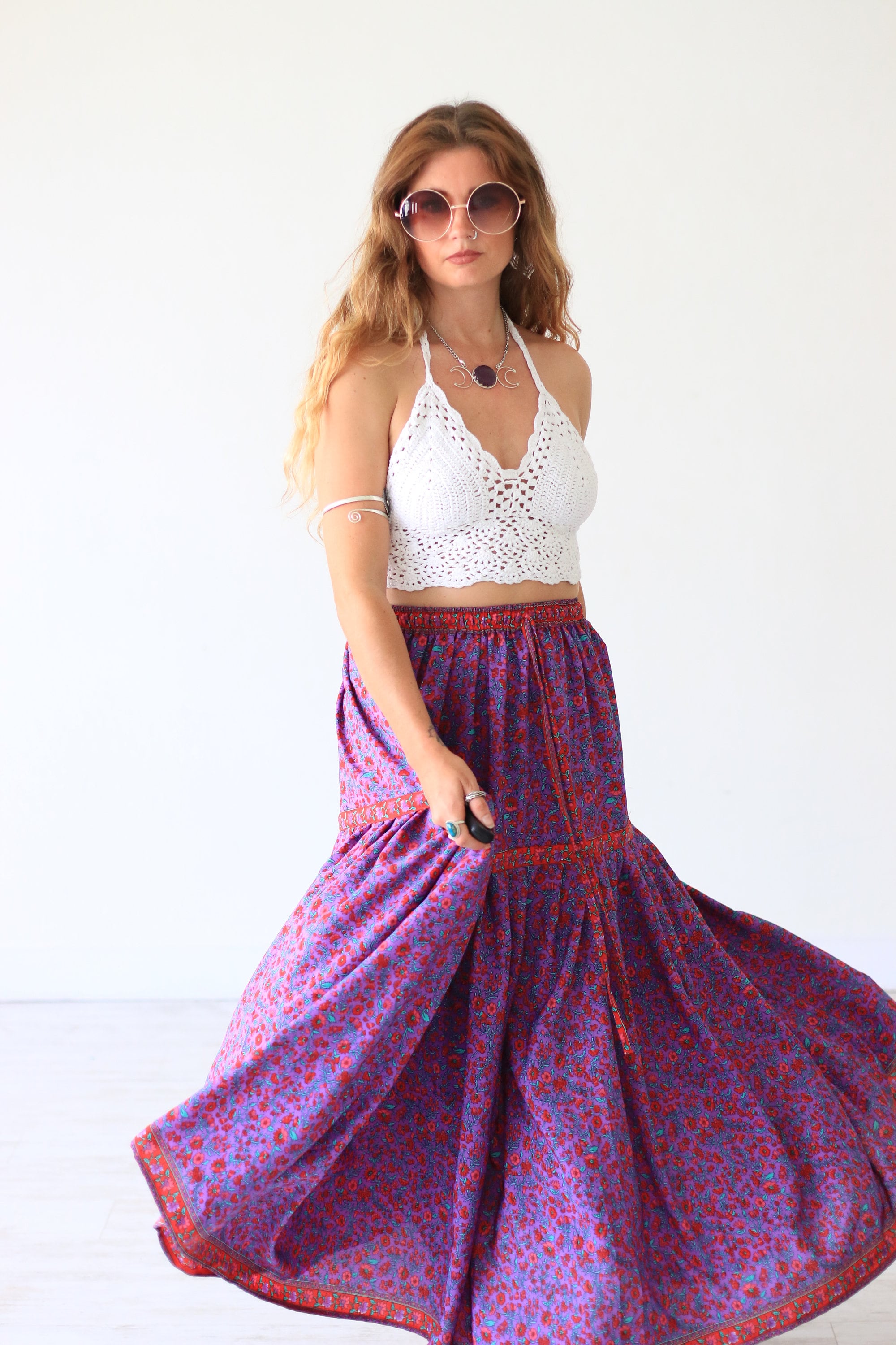 PASTEL PEASANT SKIRT - Vintage Style Gypsy skirt - 60's 70's Maxi ...