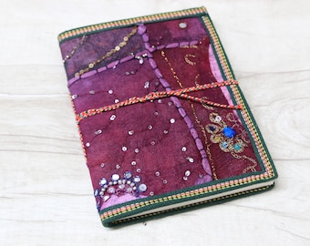 PURPLE SARI JOURNAL - Indian sari notebook - Student - Journal - Back to school - Sketch book - Diary - Planner - Stocking Filler Scrapbook