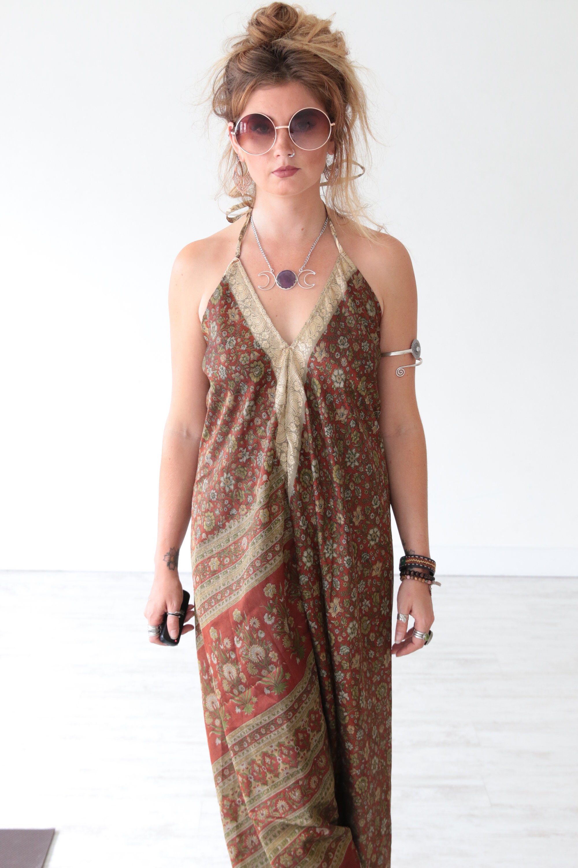 LUXURY BESPOKE JUMPSUIT Handmade Harem Jumpsuit Vintage Silk Blend