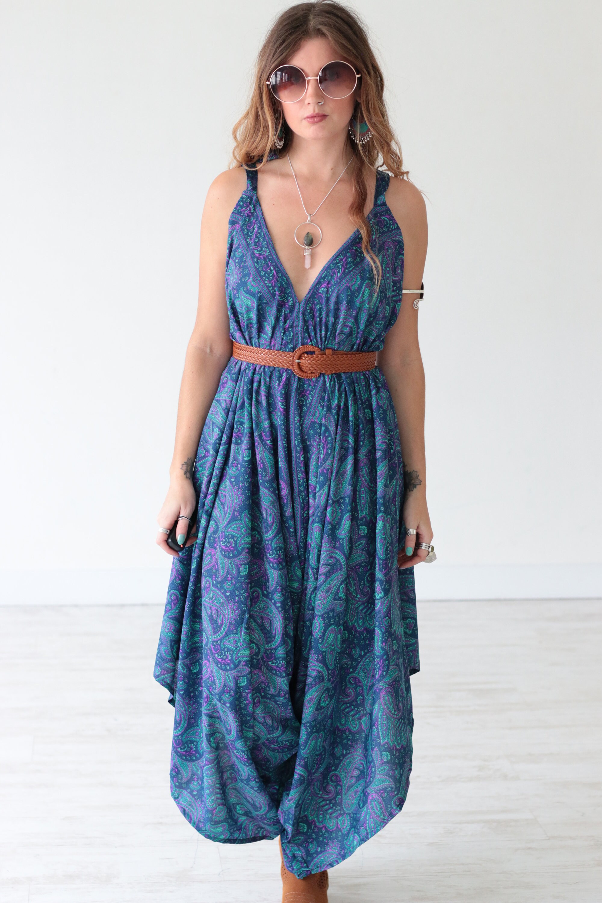 PAISLEY BLUE JUMPSUIT - Playsuit - Vintage Silk - Summer Wedding ...