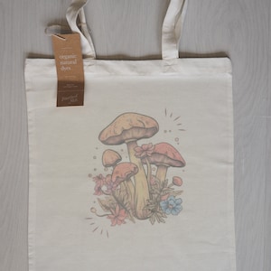 MUSHROOM - Tote bag - Hand printed - Soft Organic cotton - Mushroom - Psychedelic - Mushrooms - 70s - 60&#39;s - Retro - Handmade Gift