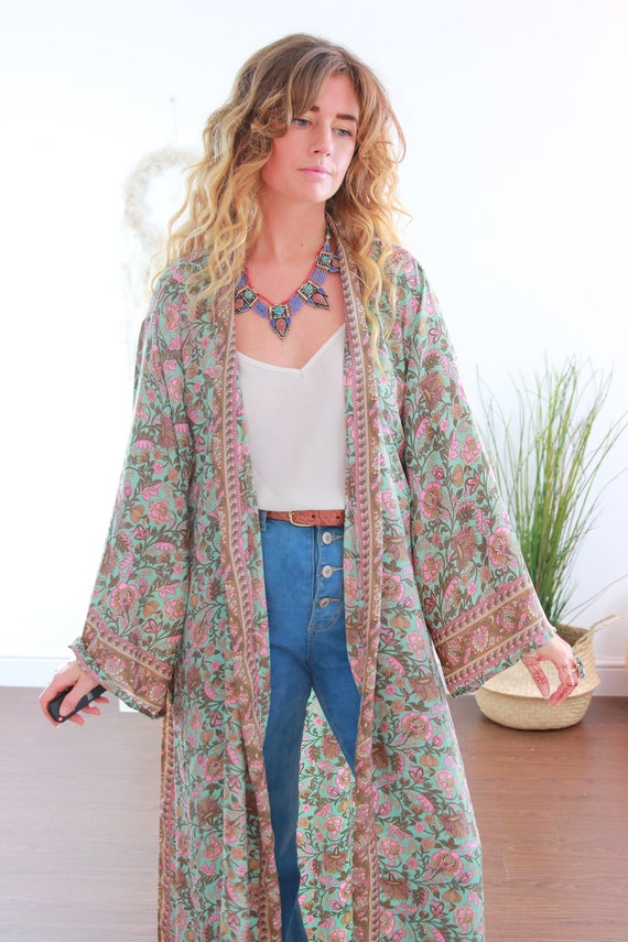 GODESS KIMONO - Luxury Coat - Full length Jacket - Cape - Cover Up - Ruby Sparrow Kaftan - Vintage - Dressing Gown - Wrap Around Maxi Dress