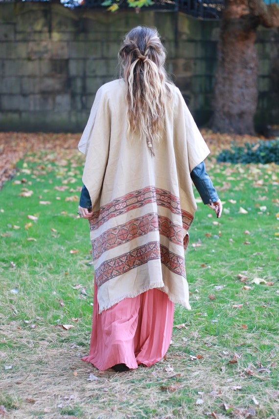 SCARF CAPE KIMONO - Autumn / Fall Kimono - Shawl - Cotton Blanket - Unisex Scarf - Aztec - Oversized Scarf - Vintage - Coat - Winter Jacket