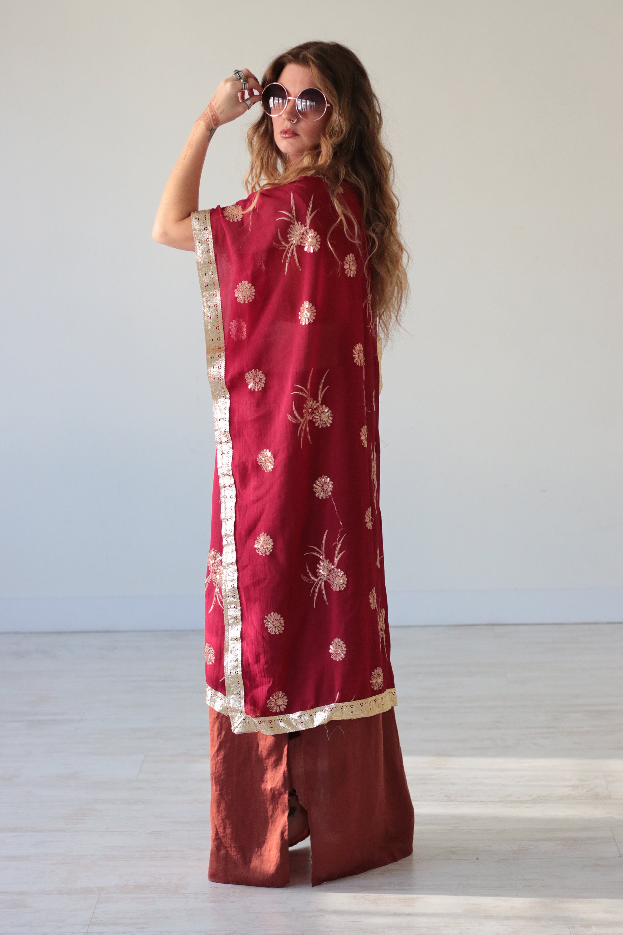 INDIAN SEQUIN KIMONO Embellished Vintage kaftan Festival