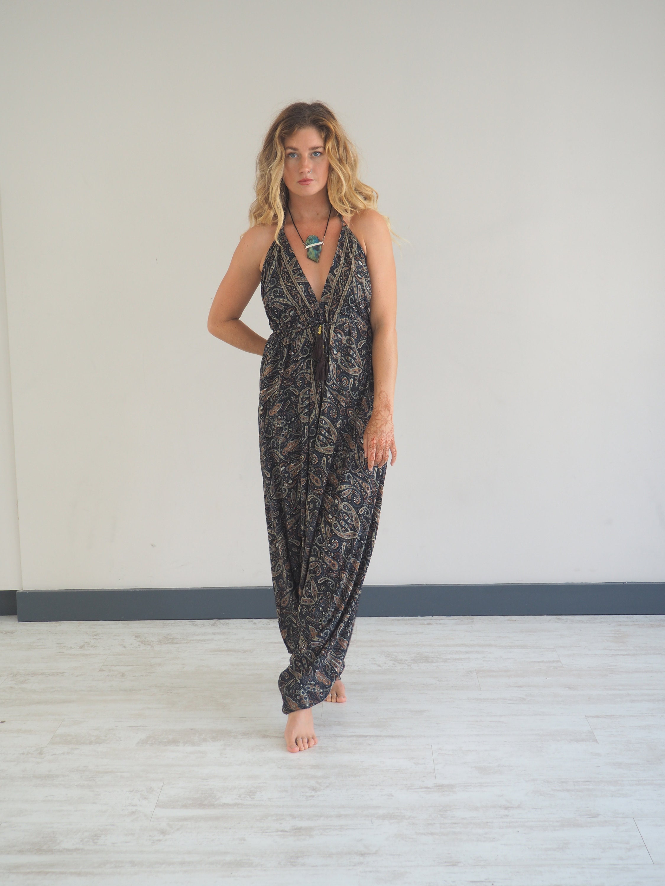 Black Long Sleeve Yoga Harem Jumpsuit - Yoga Clothing by Daughters of  Culture