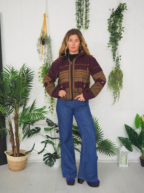 UNISEX BOMBER JACKET - Cotton Aztec Coat - Men's Hoodie - Fleece Hooded Jacket - Mens Jumper - Festival Lounge wear