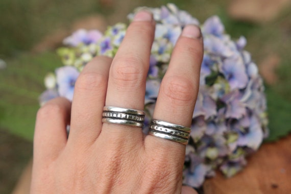 SILVER RING SET - 925 Sterling Silver Stack Rings - Adjustable - Oxidised Rings - Tribal - Vintage style - Stack rings - Unisex - Mens Ring