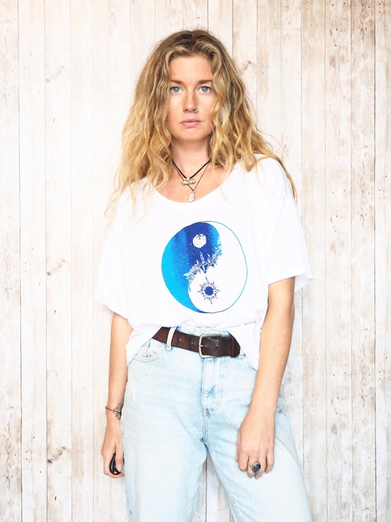 YIN YANG CROP - Screen print Crop top - Limited Edition - Vegan Approved - 100% Cotton - Non Binary - Unisex - Active wear - Student Gift