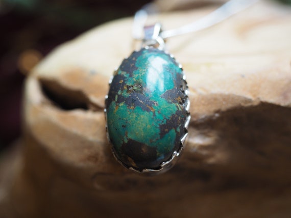 RUSTIC TURQUOISE TALISMAN - Natural Turquoise - Hand carved bezel - Rare Dragon Egg crystal - December Birthstone - Unisex - Mens Necklace