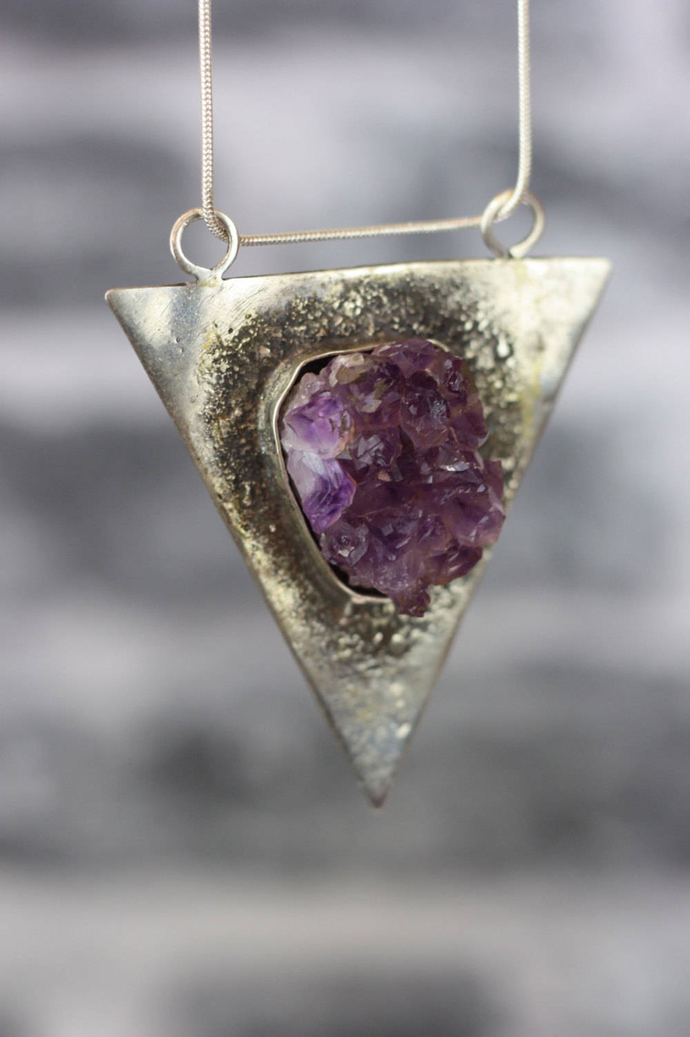 RAW AMETHYST NECKLACE Sterling Silver Amethyst Druzy Bespoke Crystal Necklace Healing Crystal Silver Jewellery Birth Stone Vintage