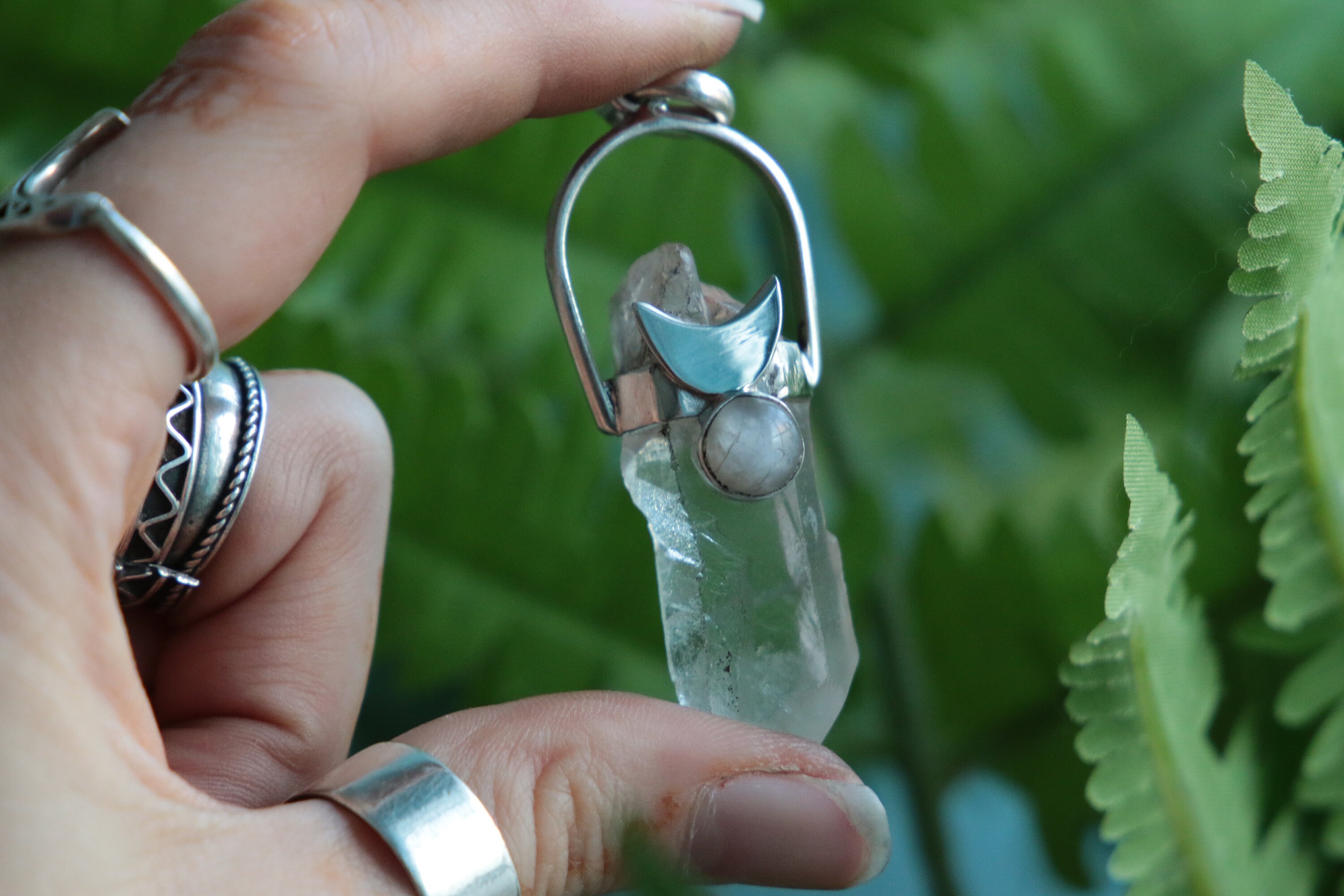 MOON QUARTZ NECKLACE Moonstone Necklace Raw Quartz Rough Gemstone